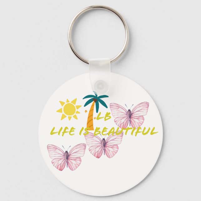 Life is beautiful butterfly keyholder keychain (Front)