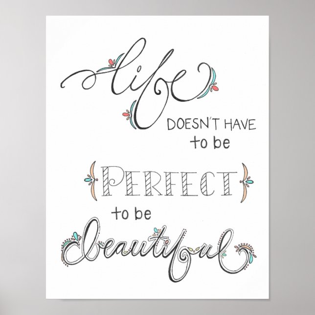 life is beautiful- coloured- hand drawn typography poster (Front)