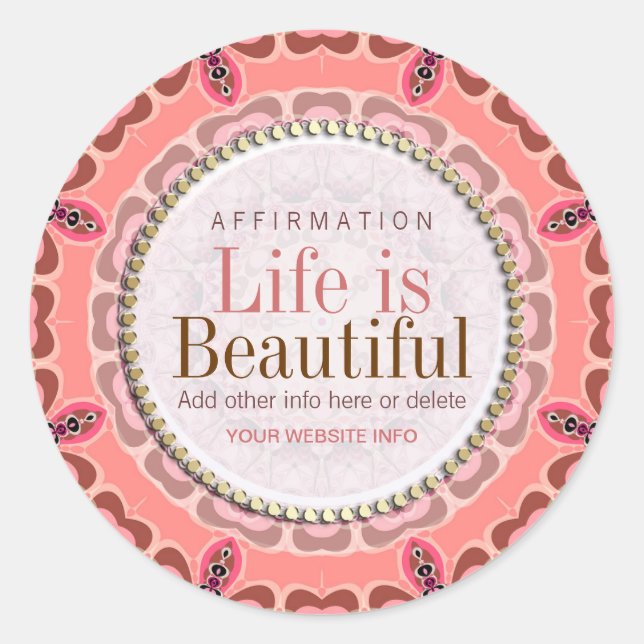 Life is Beautiful Earth Pinks Tribal Sticker (Front)