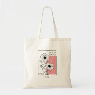 life is beautiful , floral art Acrylic Wall Art Tote Bag