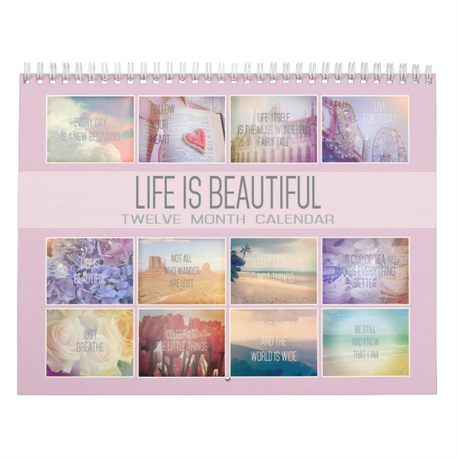 Life Is Beautiful Inspirational | Pastel Photos Calendar (Cover)