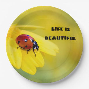 Life is beautiful - Ladybug Paper Plate