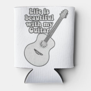 Life is beautiful with my guitar. black and white can cooler