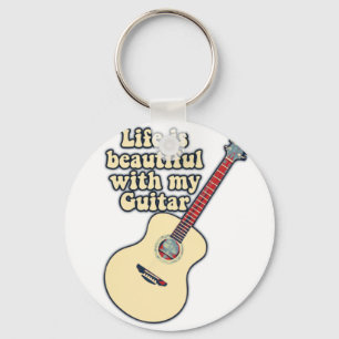 Life is beautiful with my guitar. positive words keychain