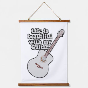 Life is beautiful with my guitar. vintage colourfu hanging tapestry