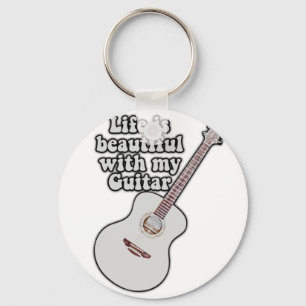 Life is beautiful with my guitar. vintage colourfu keychain