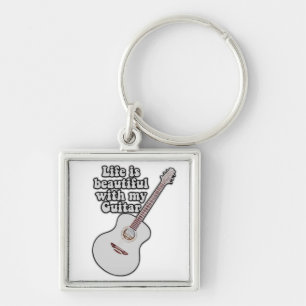 Life is beautiful with my guitar. vintage colourfu keychain