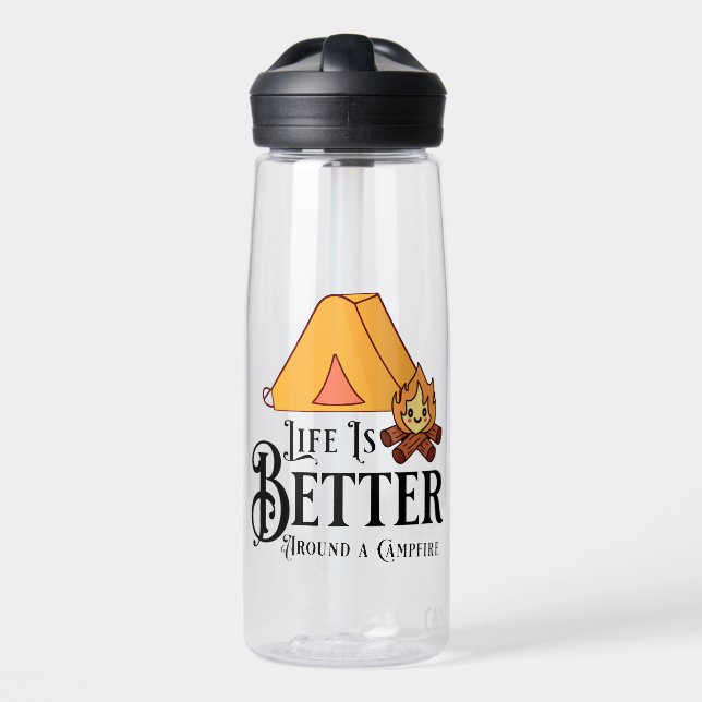 Life is Better around a Campfire Water Bottle (Front)