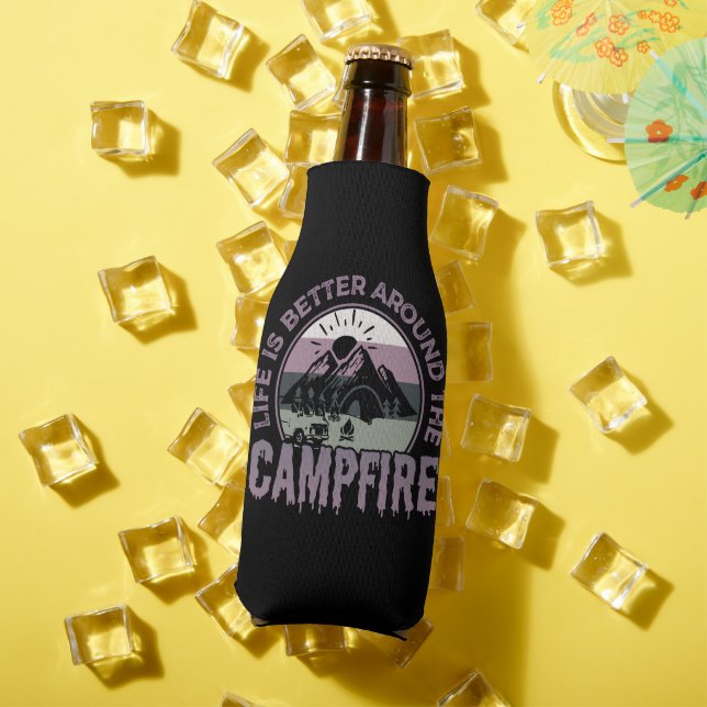 Life is better around the Campfire Camping Gifts Bottle Cooler (In Situ Summer)