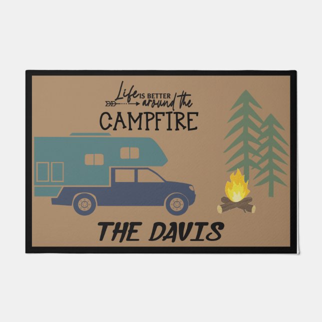 Life Is Better Around The Campfire Personalized  Doormat (Front)