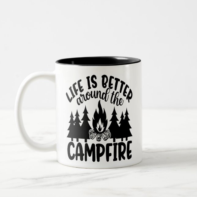 Life is better around the campfire Two-Tone coffee mug (Left)