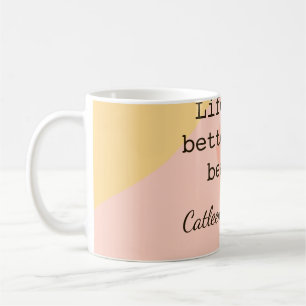 Life is better at beach yellow orange boho rustic  coffee mug