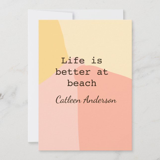Life is better at beach yellow orange boho rustic  invitation (Front)