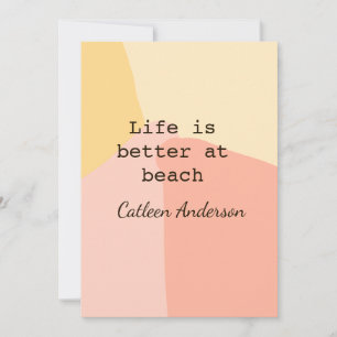 Life is better at beach yellow orange boho rustic invitation