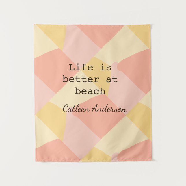 Life is better at beach yellow orange boho rustic  tapestry (Front)