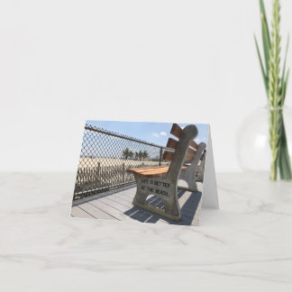 Life is better at the beach bench thank you card