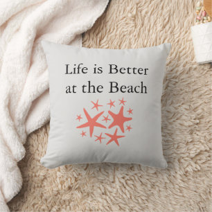 Life is Better at the Beach Coastal Throw Pillow