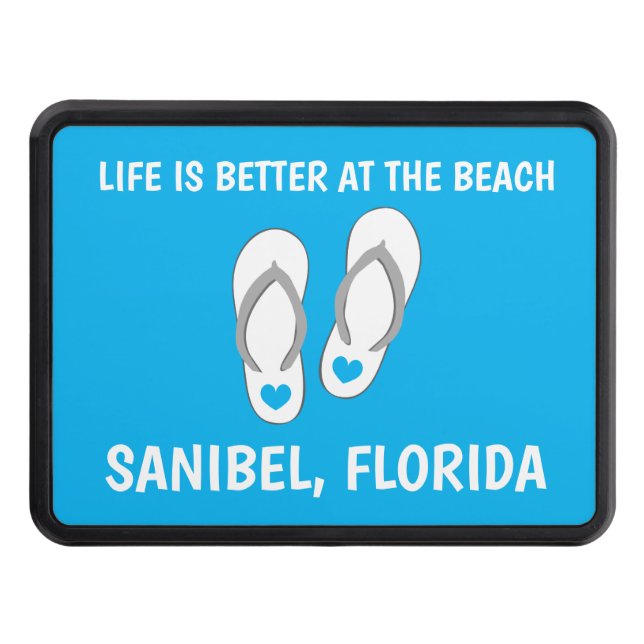 Life is better at the beach funny custom trailer trailer hitch cover (Front)