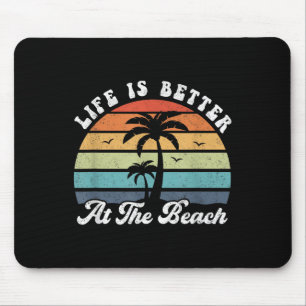 Life Is Better At The Beach Palm Tree Retro Shirt Mouse Pad