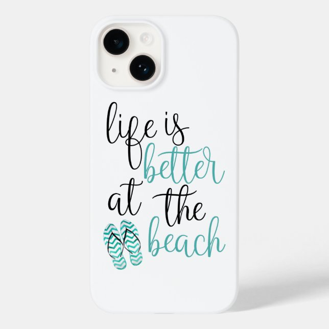 Life Is Better At The Beach Quote With Flip Flops Case-Mate iPhone Case (Back)
