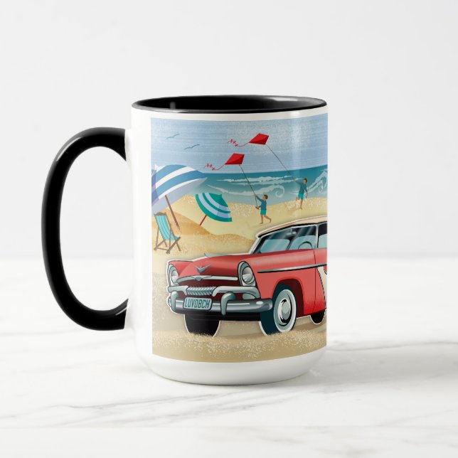 Life Is Better At The Beach Retro Camper Scene Mug (Left)