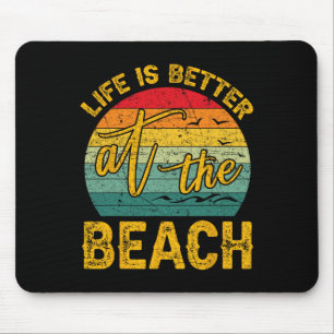 Life Is Better At The Beach Retro Palm Trees Summe Mouse Pad