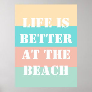 Life is Better at the Beach Retro Poster