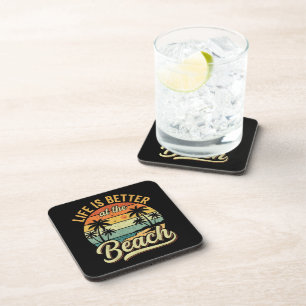 Life is Better At The Beach Retro Summer Vacation Coaster