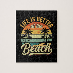Life is Better At The Beach Retro Summer Vacation Jigsaw Puzzle