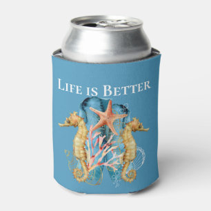 Life is Better at the Beach / Seahorse / Can Cooler