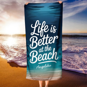 Life Is Better at the Beach Tropical Palm Trees Towel