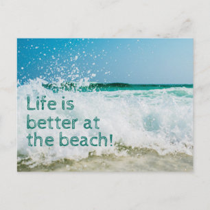 Life Is Better At The Beach Wave Announcement Postcard