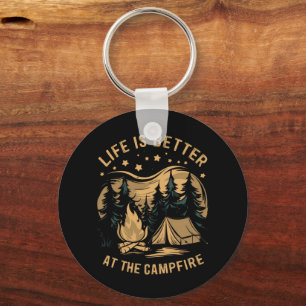 Life Is Better At The Campfire Camper Camp Camping Keychain