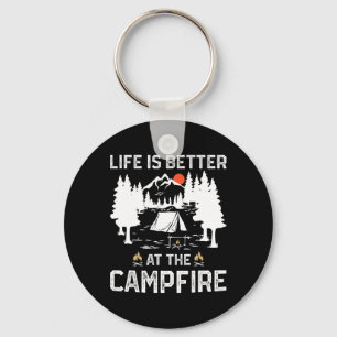 Life Is Better At The Campfire Camper Forest Camp Keychain