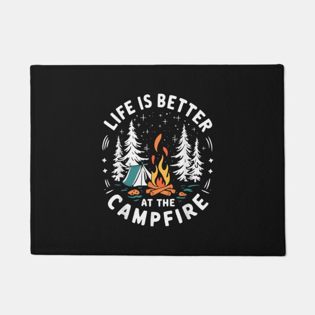 Life is Better at The Campfire Funny Camping Doormat (Front)