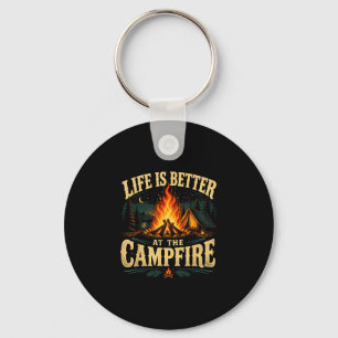 Life is better at the campfire funny rv camper keychain