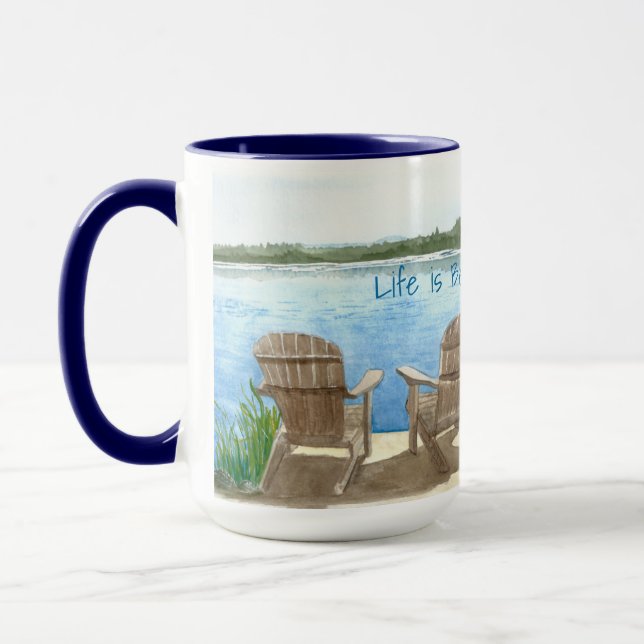 Life is Better at the Lake, Adirondack Chairs, Mug (Left)