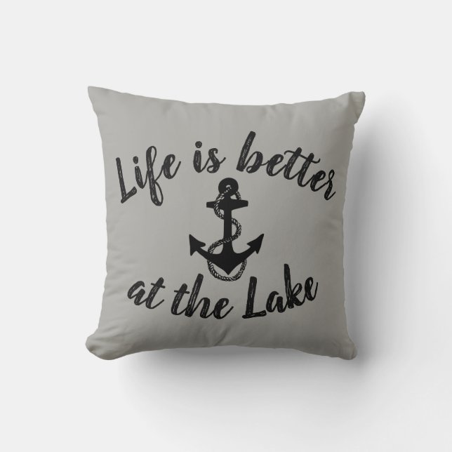LIFE IS BETTER AT THE LAKE - anchor - two-sided | Throw Pillow (Front)