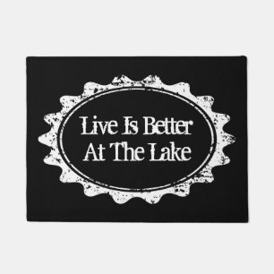 Life is better at the lake black doormat for home