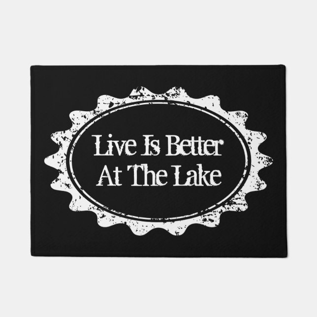 Life is better at the lake black doormat for home (Front)