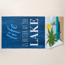 Life is Better at the Lake Blue Wood Personalized