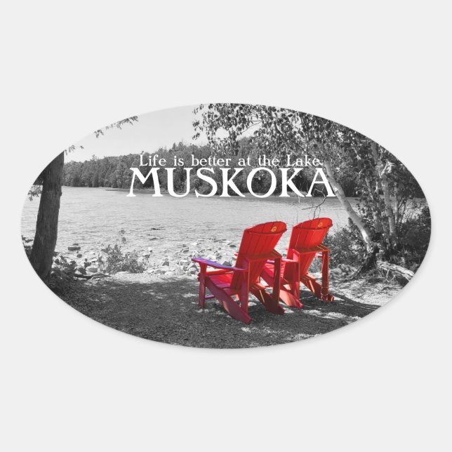 Life is better at the Lake - Muskoka Oval Sticker (Front)