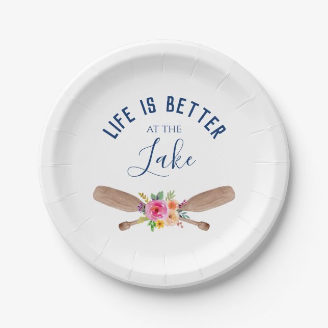 Life Is Better At The Lake Rustic Chic Paper Plate (Front)