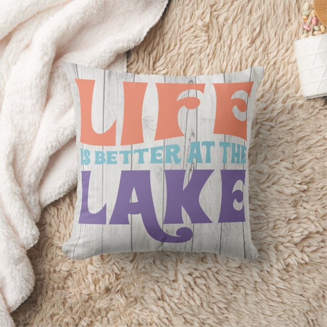 Life Is Better At The Lake  Throw Pillow (Blanket)