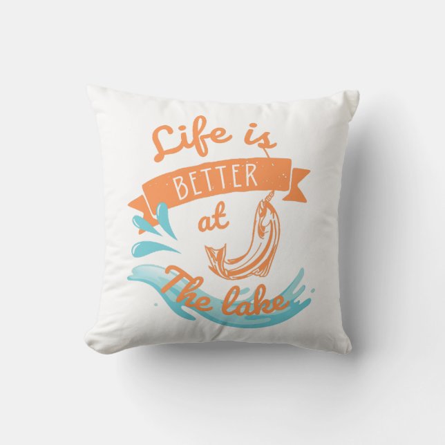 life is better at the lake throw pillow (Front)