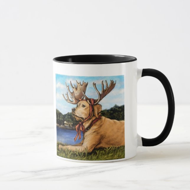 "Life is Better at the Lake" Yellow Lab Moose Mug (Right)