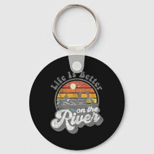 Life Is Better At The River Funny Pontoon Boat Boa Keychain