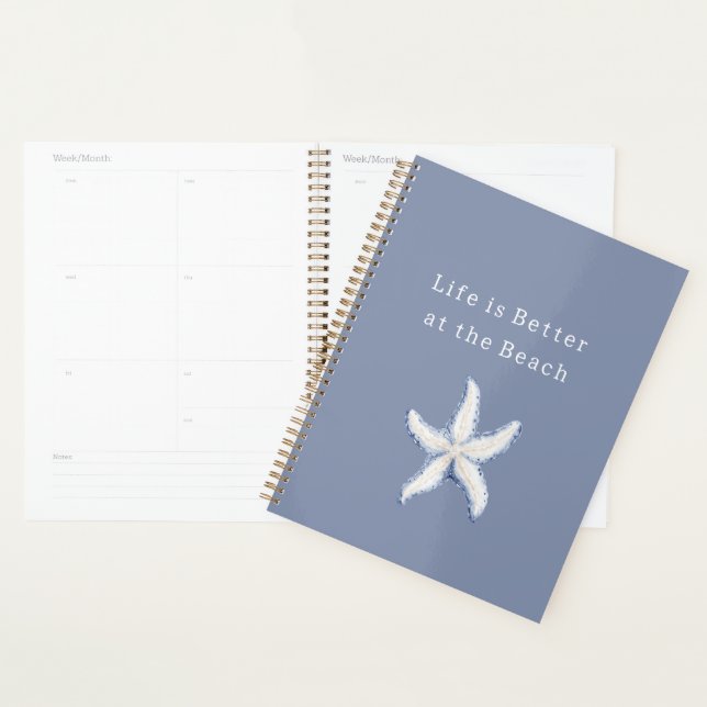 Life is Better Beach Blue White Starfish Planner (Display)