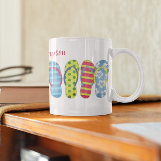 Life is Better Flip Flops Typography Personalized Coffee Mug