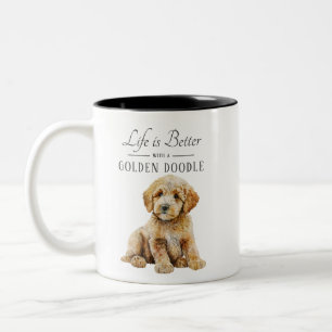 Life is Better Golden Doodle Two-Tone Coffee Mug